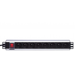 Réglette de distribution 19" 1 U 8 prises Schuko + Inter ON/OFF