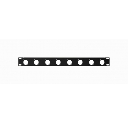 Panneau percé 19" 1 U pour 8 embases XLR ou speakon plastique et 8 embases Jack 6,35 mm