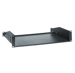 19" mounting shelf in black steel with adjustable depth