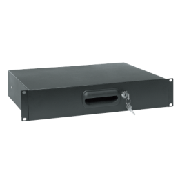 RD2U - Coffret tiroir 19” acier noir avec serrure et poignée encastrée