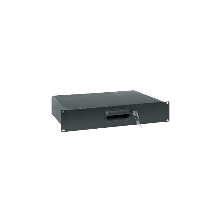 RD2U - Coffret tiroir 19” acier noir avec serrure et poignée encastrée