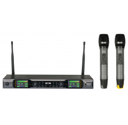 Dual receiver set with 2 wireless handheld microphones