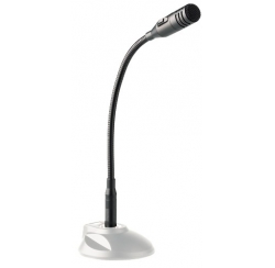 Dynamic microphone on gooseneck with push button