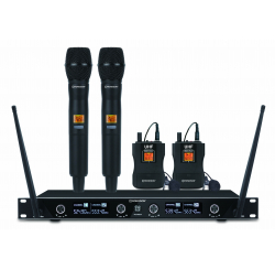 UHF receiver set with 2 hand microphones and 2 lapel microphones