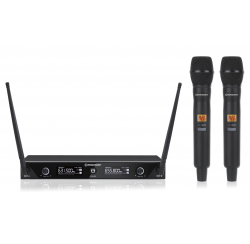 Dual UHF receiver set with 2 handheld microphones