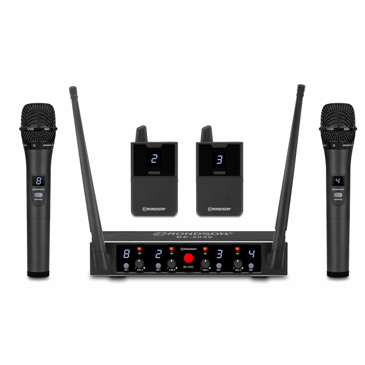 Dual UHF receiver set with 2 lapel microphones