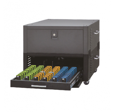 Carrying case with 35 rechargeable compartments for WT-100 system