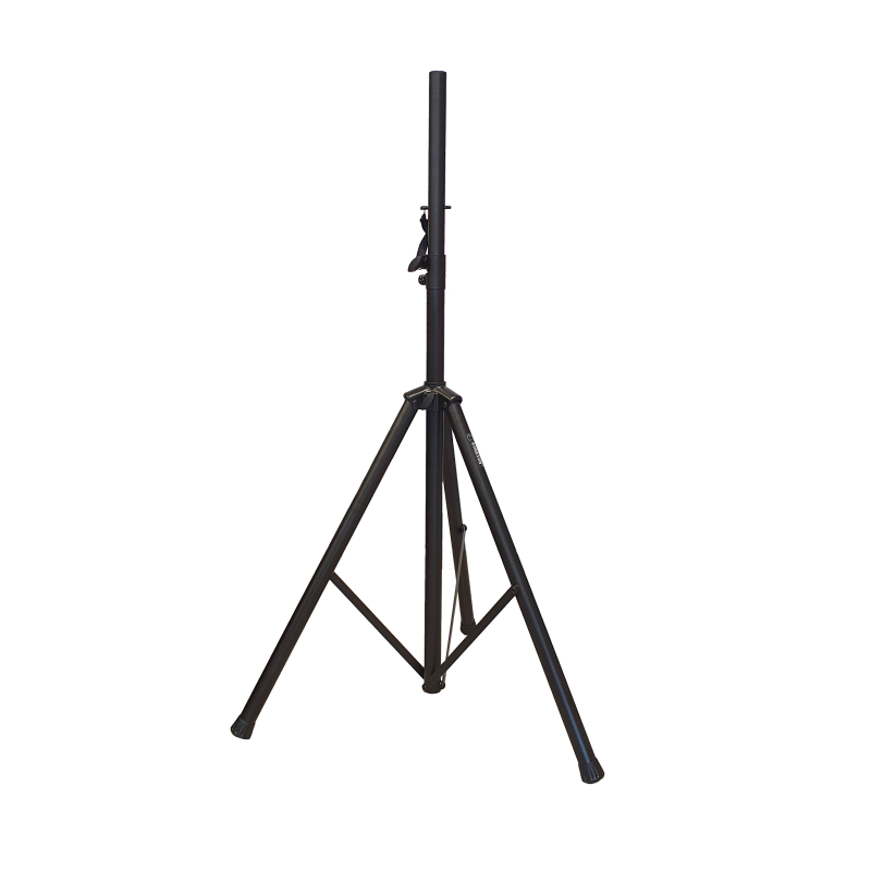 Black telescopic speaker stand with a 