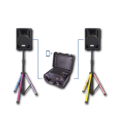 Kit de sonorisation 360W avec table de mixage amplifiée, enceintes et supports LED