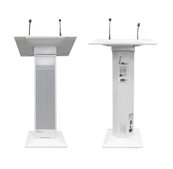 100W white active lectern column with microphone