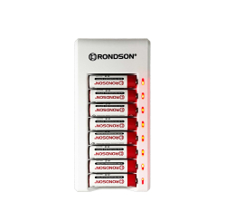 Chargeur pour 8 batteries avec prise de charge USB Rondson