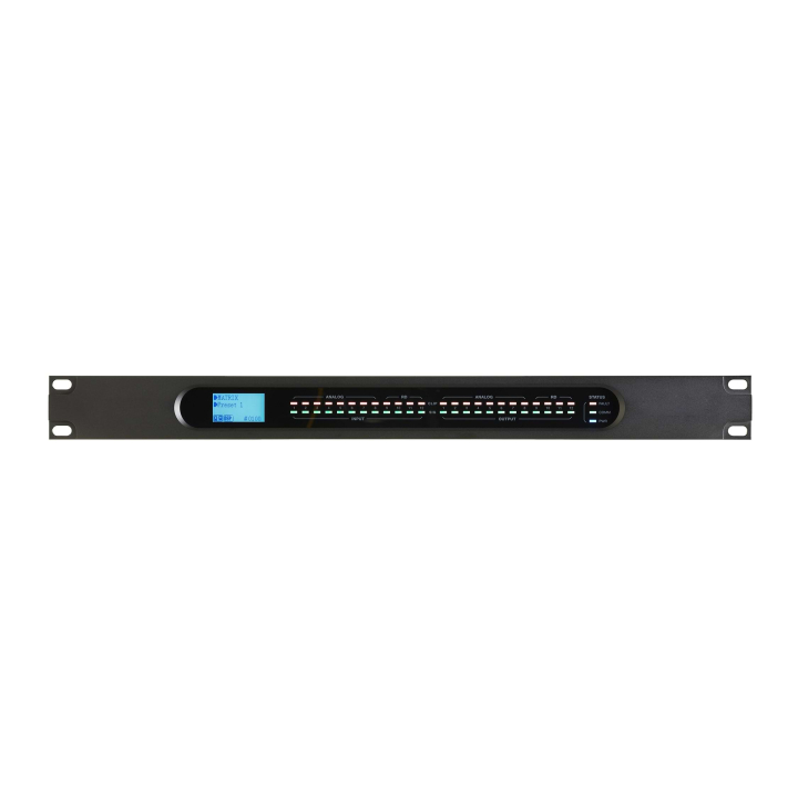 face avant matrice audio numérique avec 12 entrées et 12 sorties