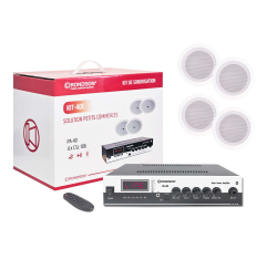 Kit audio con amplificatore bluetooth 40W in 100V e 4 HP soffitto 6W