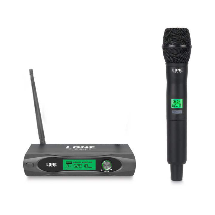 Dual UHF receiver set with 2 handheld microphones