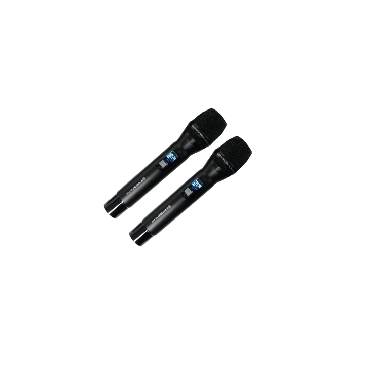 Dual UHF receiver set with 1 handheld and 1 lapel microphone