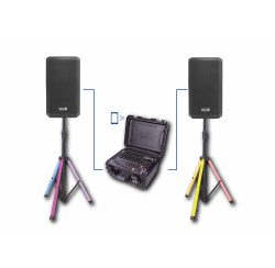 kit-sono400 Kit de sonorisation 400W avec table de mixage amplifiée, enceintes et supports
