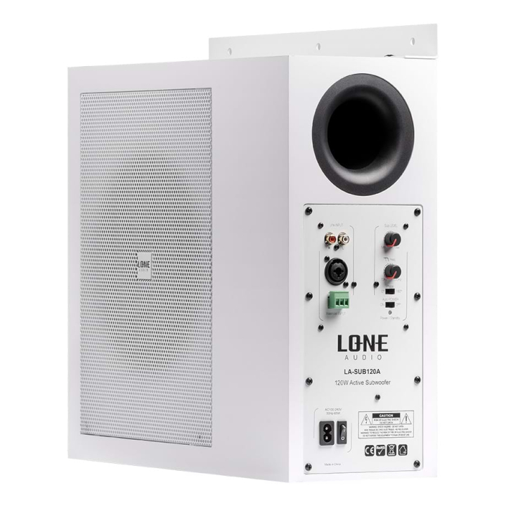 LA-SUB120A Caisson subwoofer actif class D de 120W - Face avant avec équerre