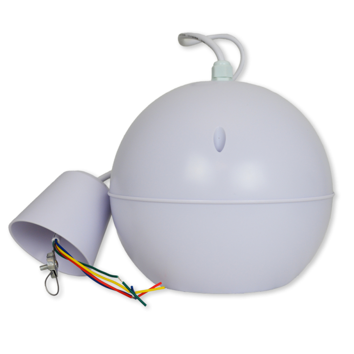 OD-105B Enceintes sphériques suspendues 10W en 100V blanche - de coté