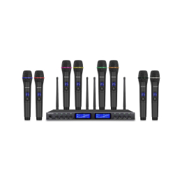 BE-1080 - Ensemble récepteur UHF avec 8 microphones à main