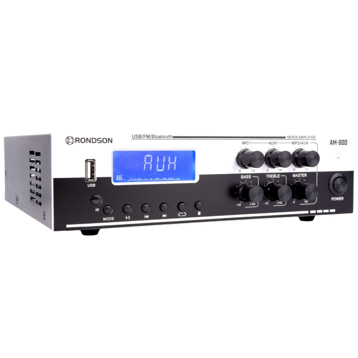 AM-80D Amplificateur mélangeur multimédia 80W en 100V -  Face avant inclinée