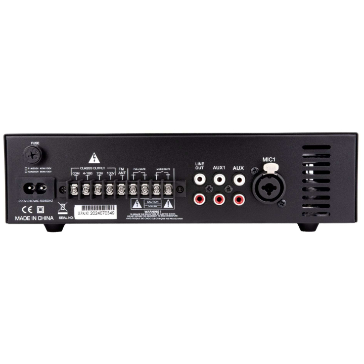 AM-80D Amplificateur mélangeur multimédia 80W en 100V -  Face arrière