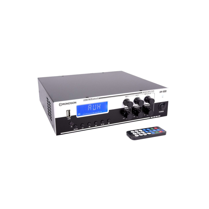 AM-80D Amplificateur mélangeur multimédia 80W en 100V -  Face avant + télécommande