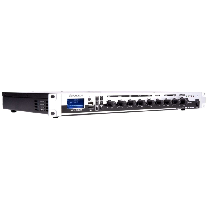AM-240D Amplificateur mélangeur multimédia 240W en 100V - 19" 1U - Face avant inclinée