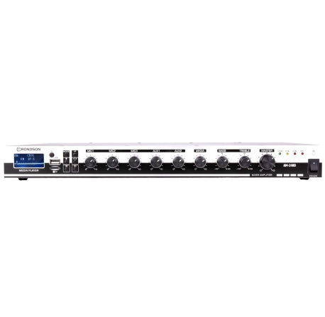 AM-240D Amplificateur mélangeur multimédia 240W en 100V - 19" 1U - Face avant