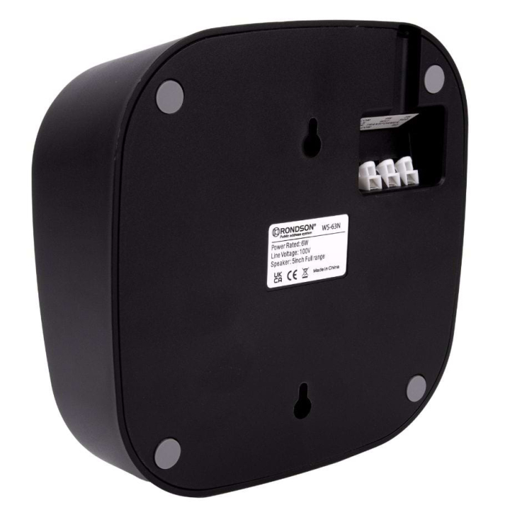 WS-63 N Haut-parleur mural 6W noir en 100V - face arrière