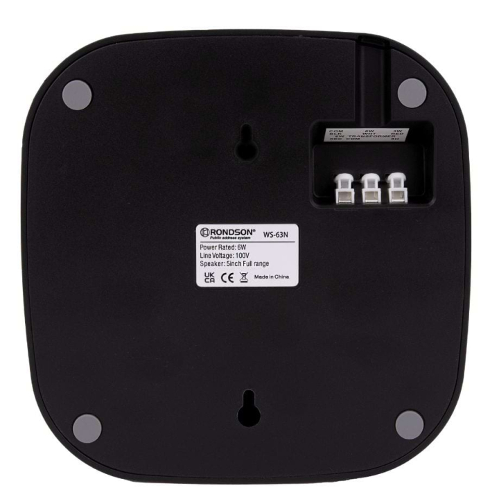 WS-63 N Haut-parleur mural 6W noir en 100V - face arrière 2