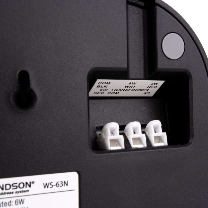 WS-63 N Haut-parleur mural 6W noir en 100V - face arrière zoom