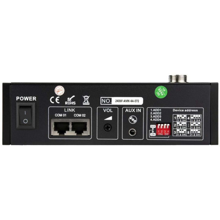 AMX-4A - Pupitre microphone d'appel 4 Zones - Bloc arrière