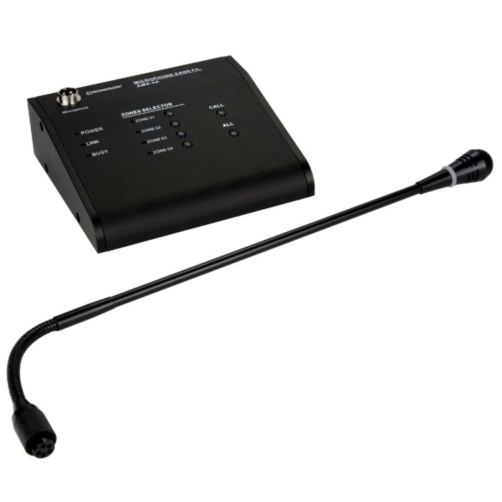 AMX-4A - Pupitre microphone d'appel 4 Zones - Bloc et micro