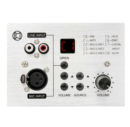 AMX-4 series wall-mounting stage for microphone input, audio sources and Bluetooth