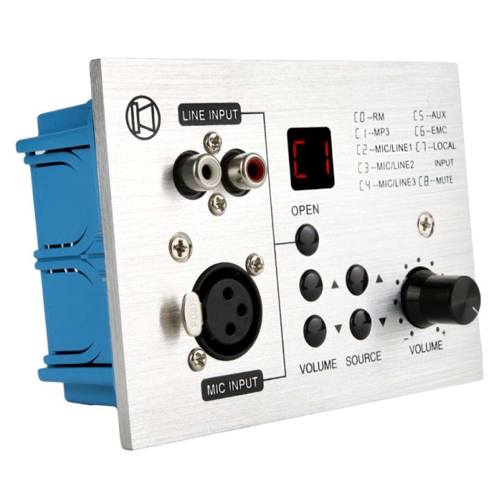 AMX 4C - Platine murale pour entrée micro, sources audio - Face coté