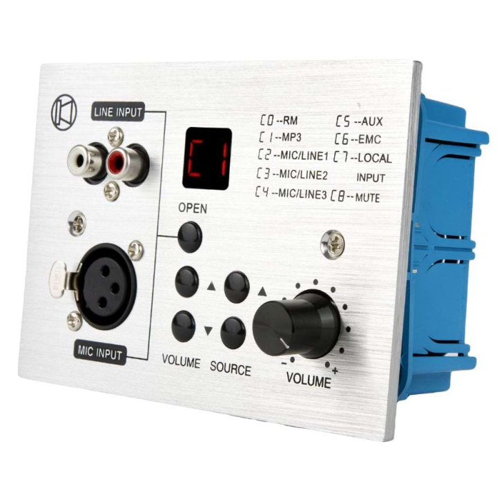 AMX 4C - Platine murale pour entrée micro, sources audio - coté