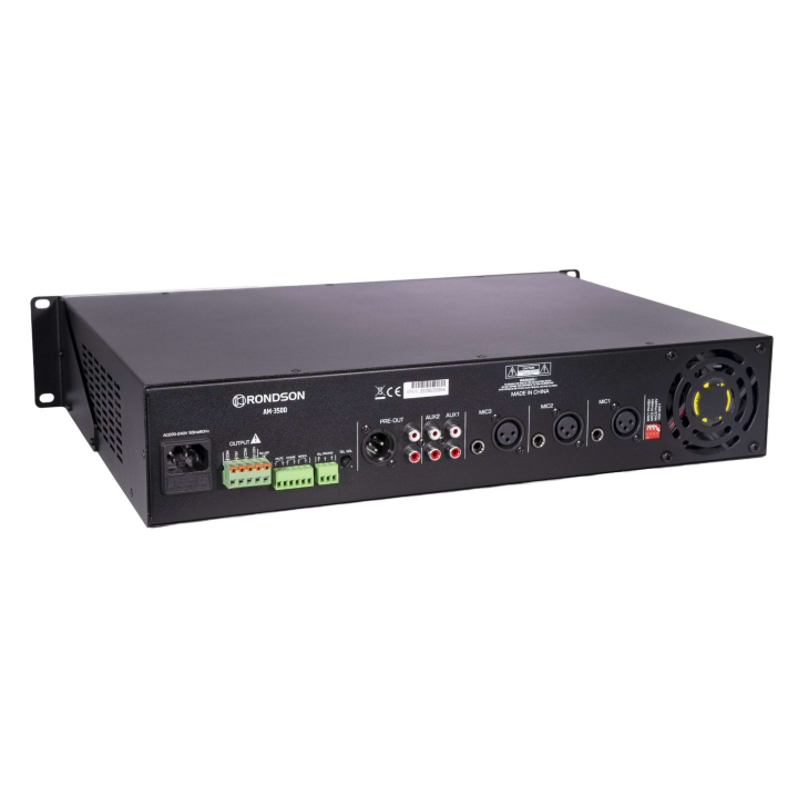 AM-350D - Amplificateur mélangeur multimédia 350W en 100V - Face arrière inclinée