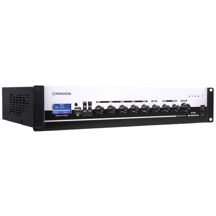 AM-500D - Amplificateur mélangeur multimédia 500W en 100V - Face avant coté