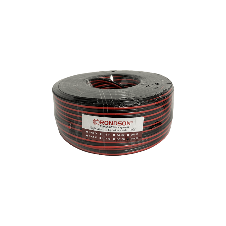 Câble haut parleurs rouge et noir en bobine de 100m en 2 x 2,5 mm