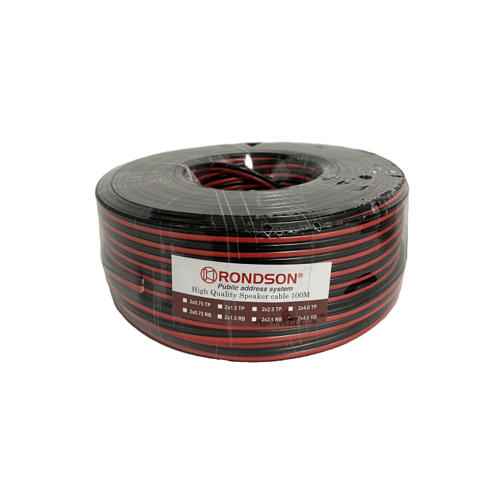 Câble haut parleurs rouge et noir en bobine de 100m en 2 x 4,0 mm