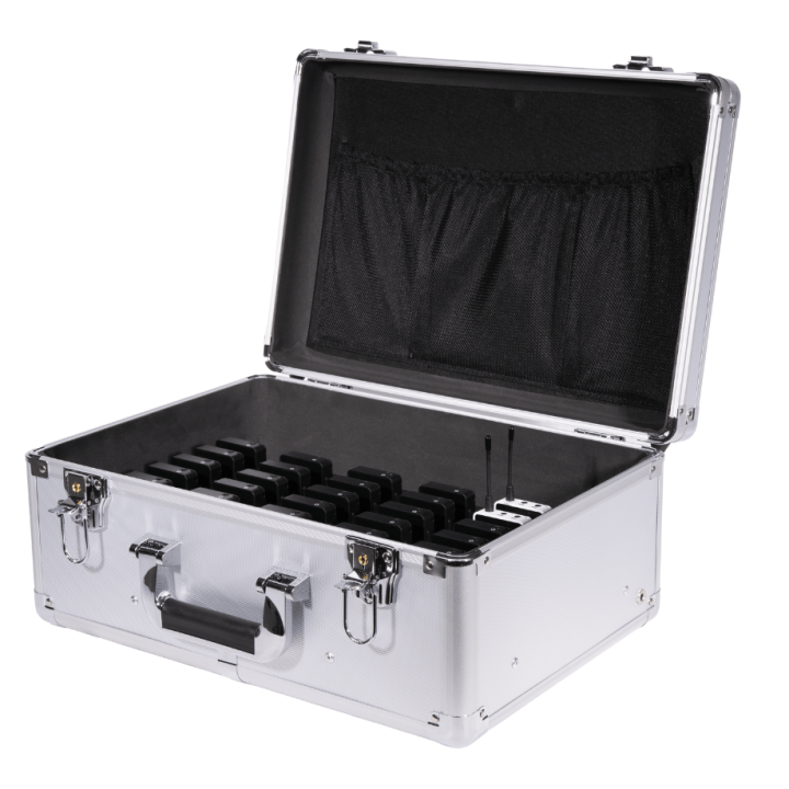 Pack radioguide WT-200 con valigia di ricarica 1 trasmettitore e 11 ricevitori