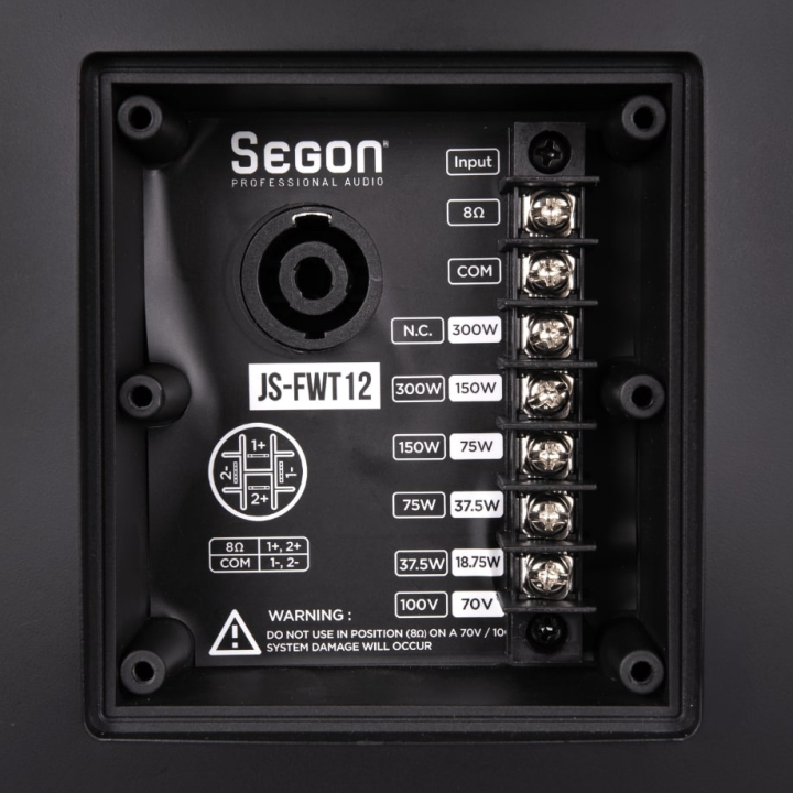 JS-FWT12N - Enceintes compactes IP66 en 2 voies coaxiales 300W noire - Face arrière connectique