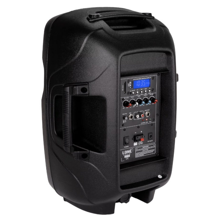 LA-12A - Enceinte amplifiée portable 160W avec 2 micro UHF - USB/SD/MP3/BLUETOOTH - Face arrière côté gauche