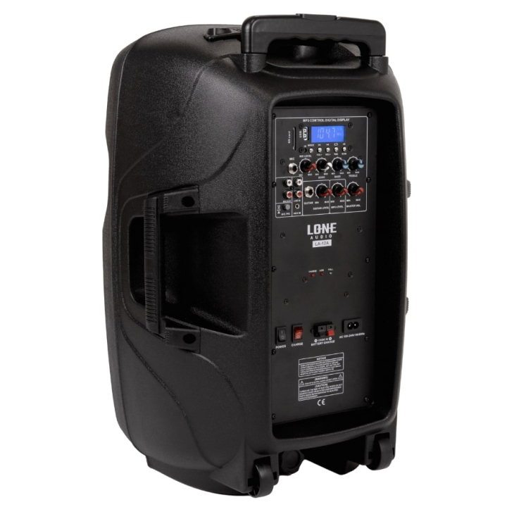 LA-12A - Enceinte amplifiée portable 240W avec 2 micro UHF - USB/SD/MP3/BLUETOOTH - Face arrière coté droit