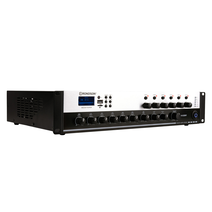 AM-6250DMT Amplificateur mélangeur 6 zones de 250W en 100V avec lecteur de messages vue 3/4