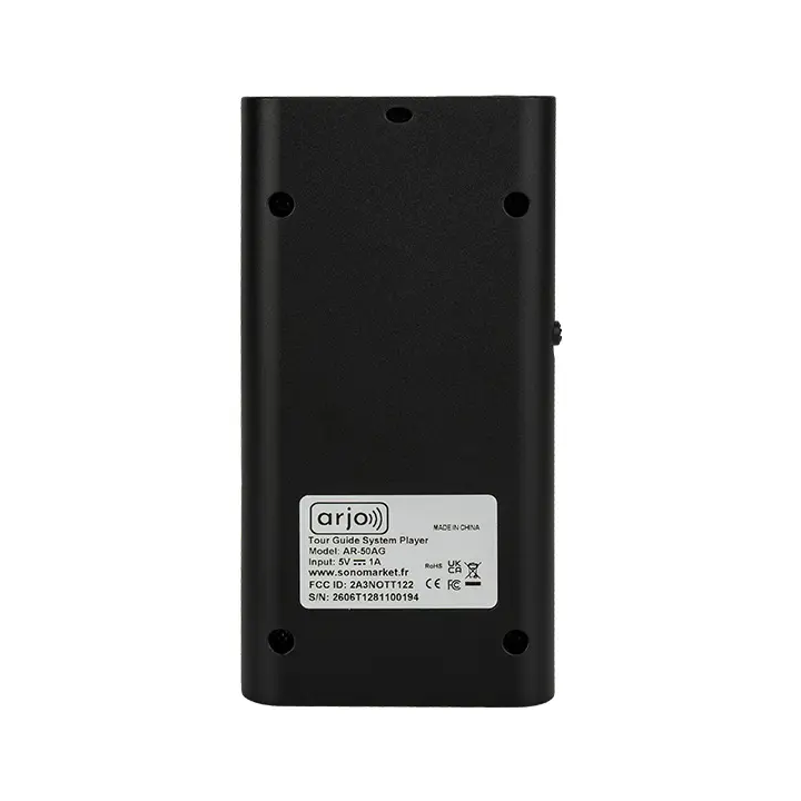Audioguida Arjo con un raggio d'azione di 200 m, connessione wireless, 41 lingue...