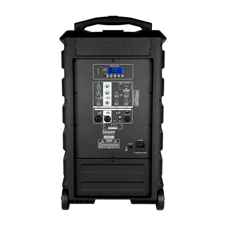 Enceinte portable de 200W URBAN12 - Vue arrière avec panneau de commande et connectiques