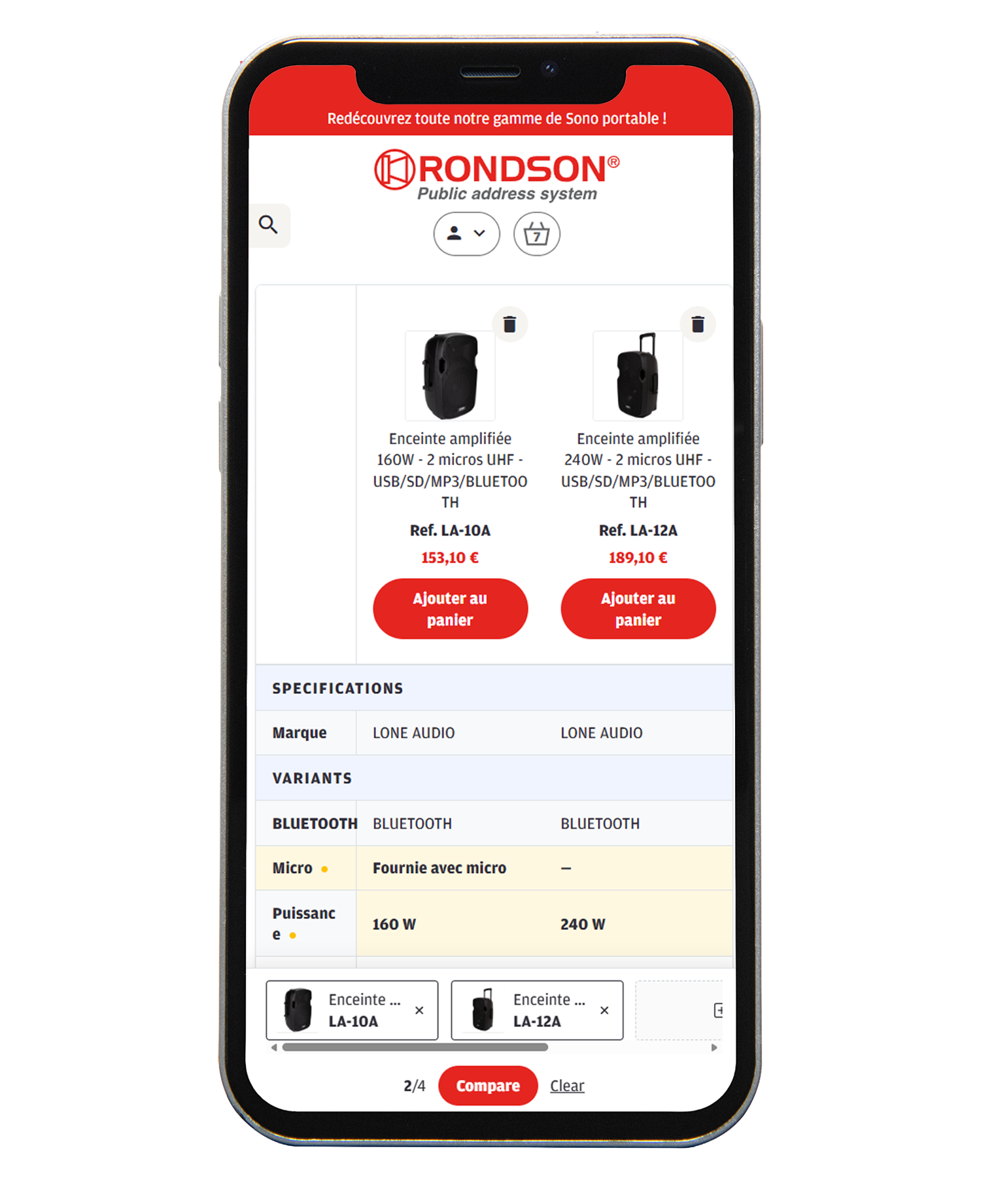 Comparateur de produits Rondson